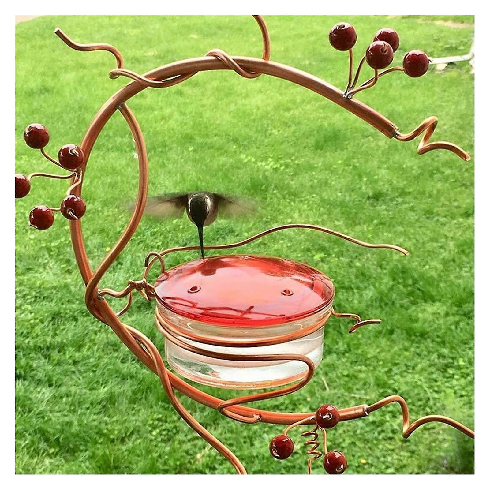 9 Inches Long Red Berries Vine Humming Bird Feeder With Hook ,3.4oz Transparent Bowl