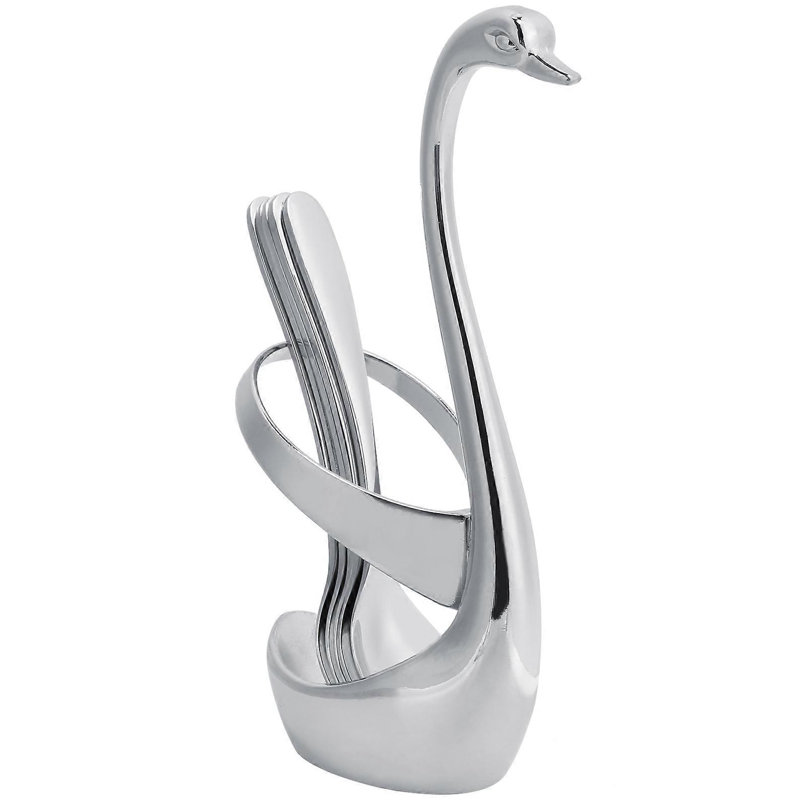 Kitchen Spoons with Swan Shape Rack Innovative Stainless Steel Cutlery Tableware Kit