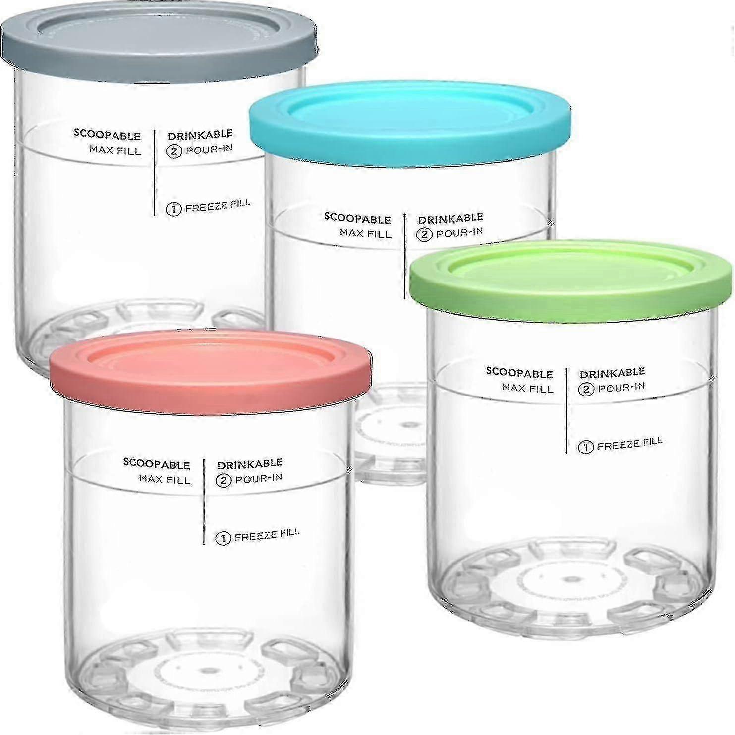 For Ninja Creami Deluxe Pints And Lids, 4pcs Replacement Pints And Lids Compatible With Ninja Nc501 Nc500 Series Ice Cream Maker