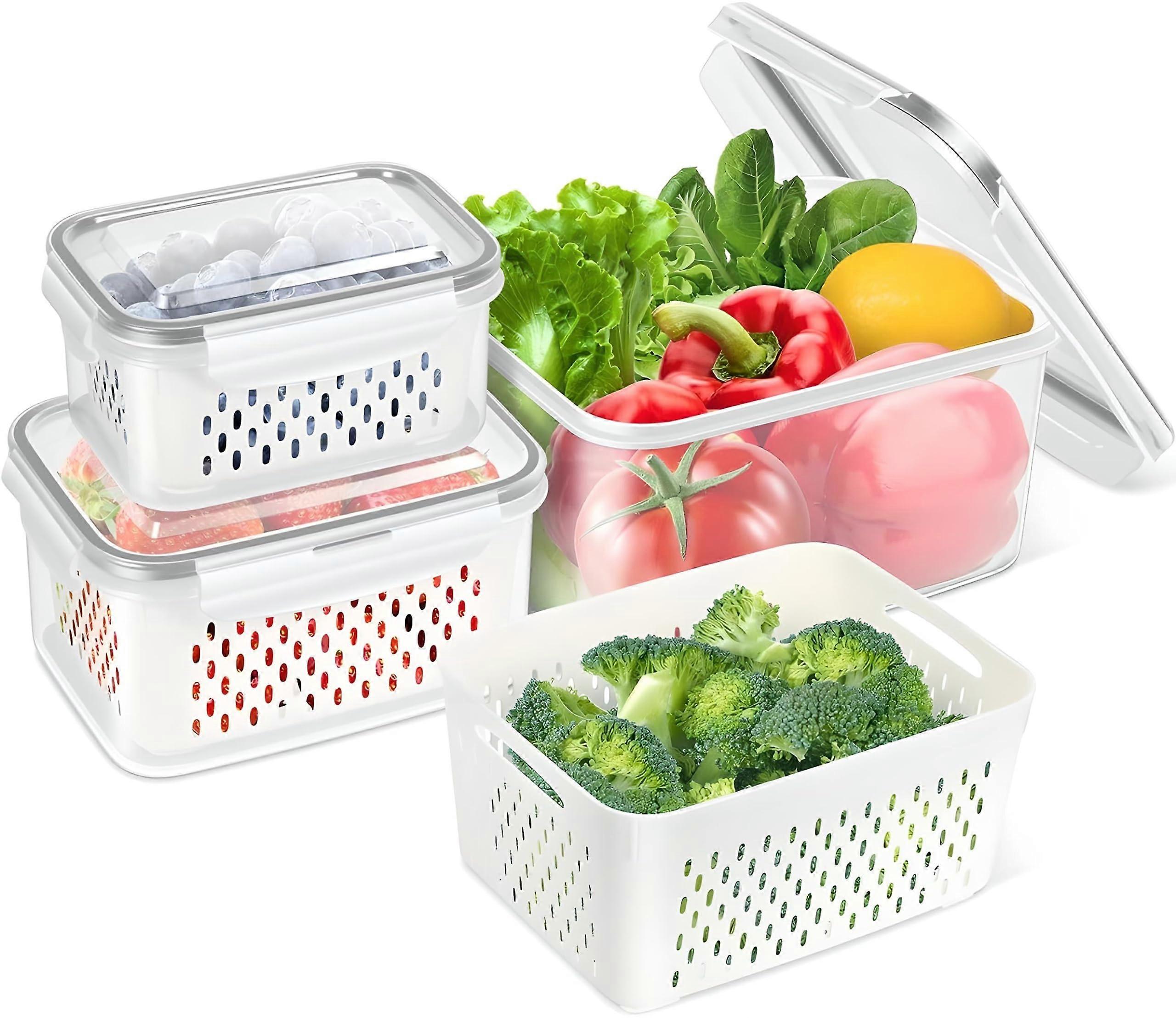 3 Pack Rectangular Fruit Storage Containers, 29 oz, Airtight, Leak Resistant, Plastic, Minimalist Design for Fruits and Vegetables