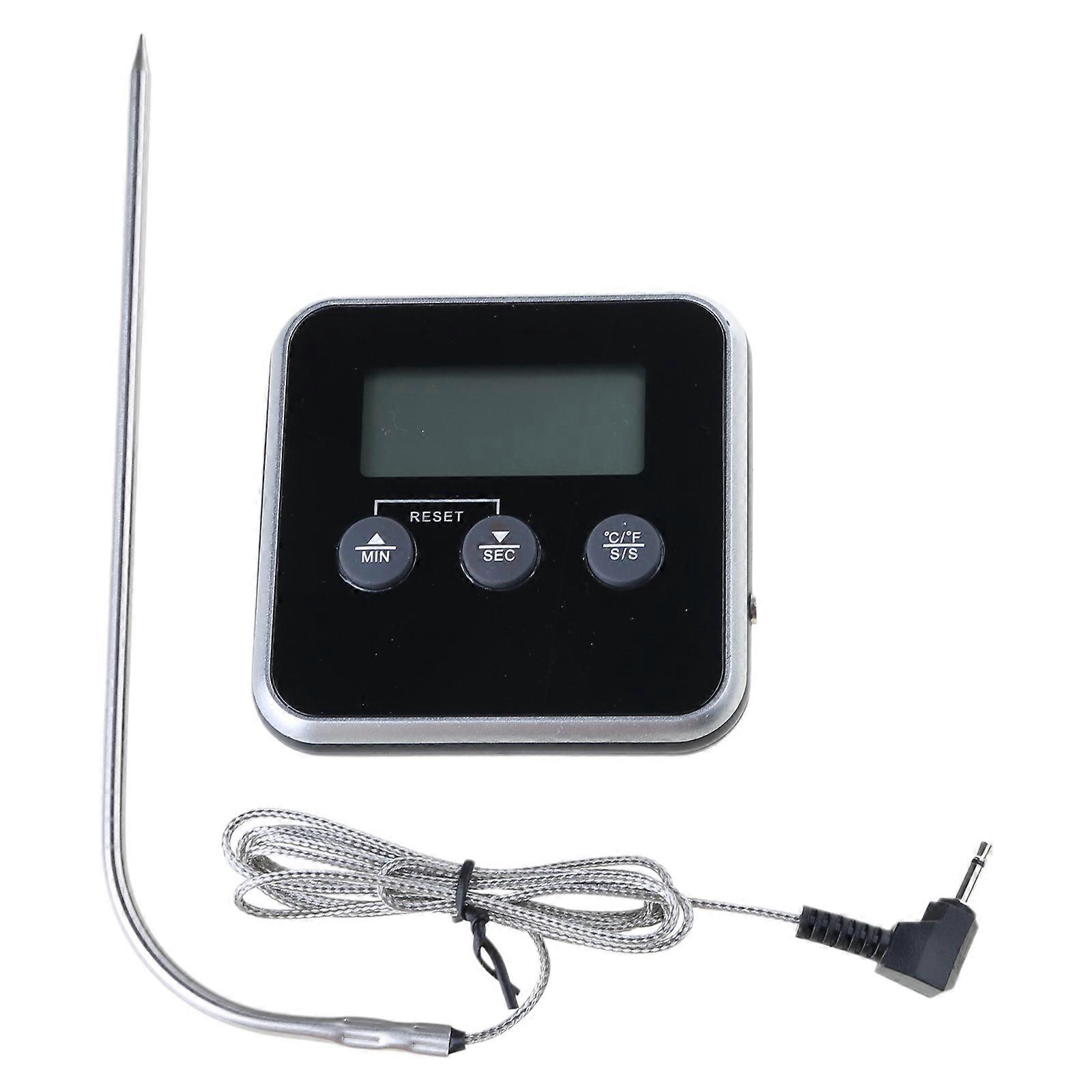 Food Thermometers with Timer Function Kitchen Cooking Stainless Probe Electronic LCD Temperature Detector for Grilling Multicolor