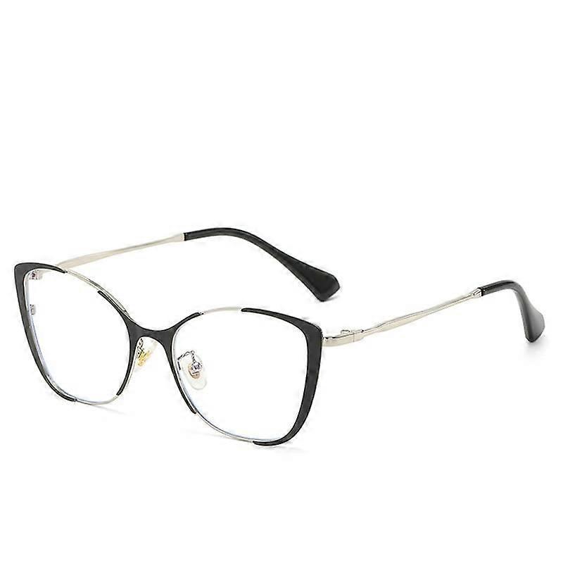 Unbreakable Eyeglasses Large Reading Glasses Anti Eyestrain Computer Readers Blue Light Blocking Flat Light Mirror (Color : BlackSilver, Size : 150)
