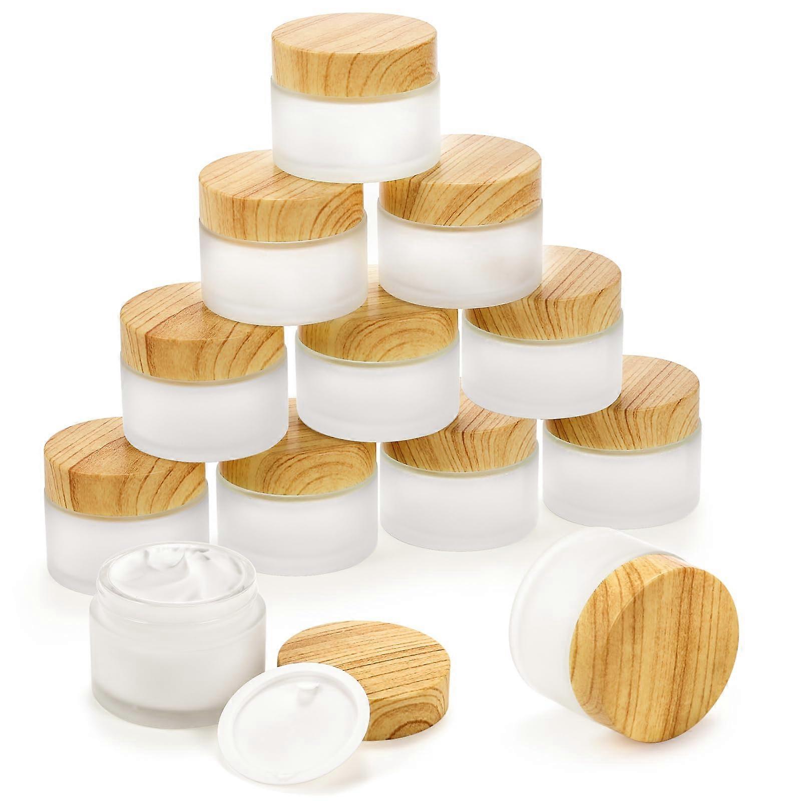 16 Pcs Glass Cosmetic Containers 50ml Empty Jars Leak with Proof Lids, Frosted Bottle for Cream, Lotion
