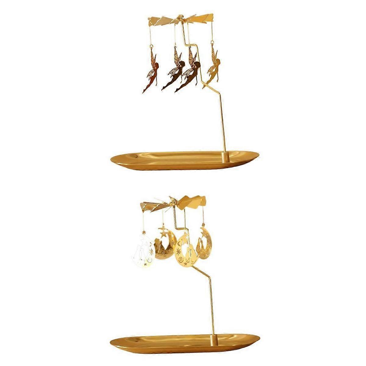 2Pcs Candle Holder Rotating Storage Plate Candlestick Decor