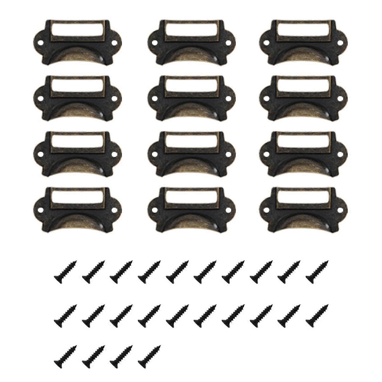 12Pcs Cabinet Handles Tag File Label Holder Drawer Pulls for Library Office
