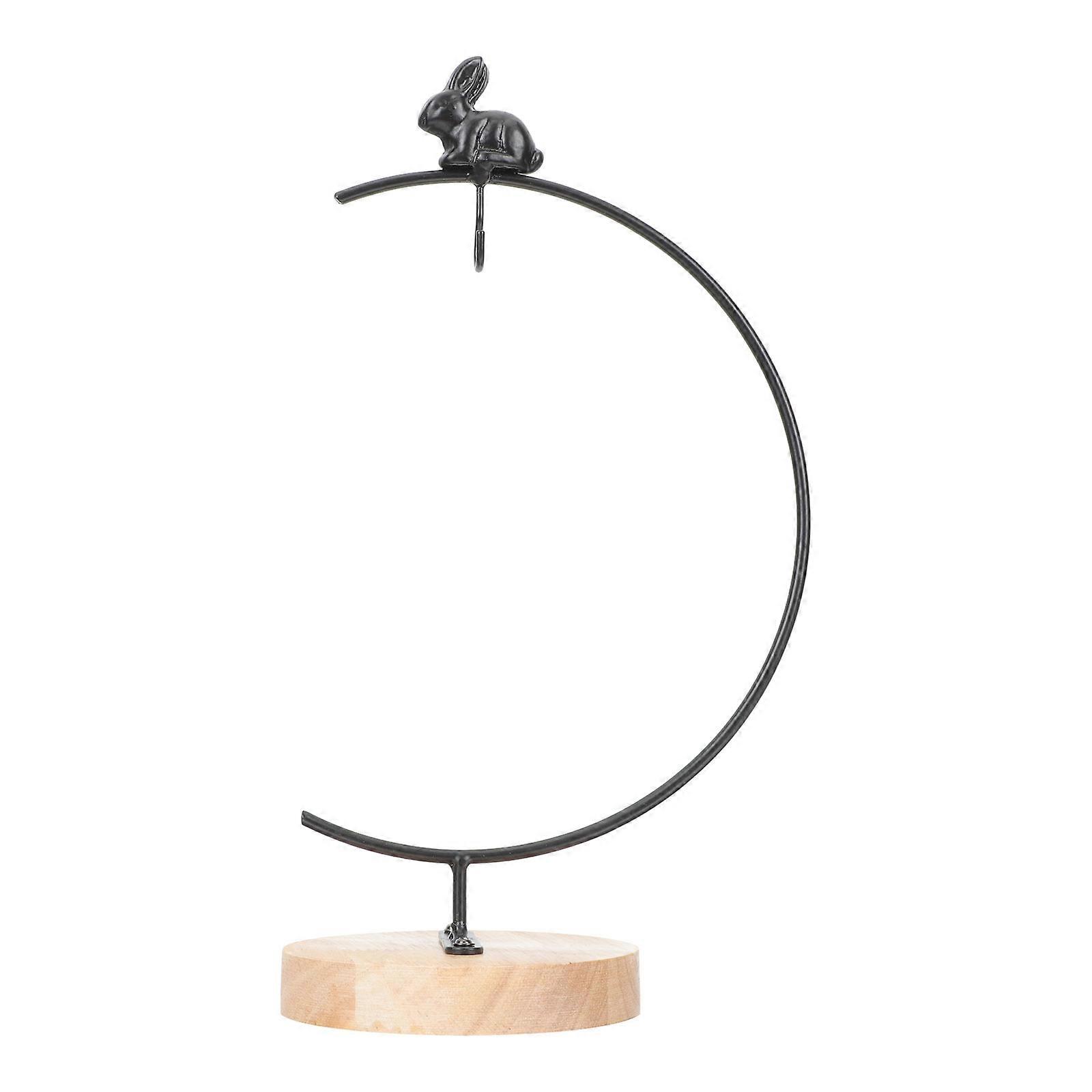 Vintage Style Iron Rabbit Ornament Stand for Desktop Planters and Flower Baskets – Decorative Home and Office Display Rack