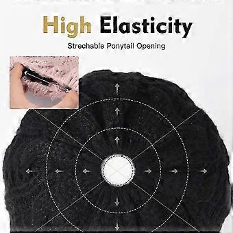 Paardenstaart Mutsen Voor Vrouwen Rommelige Knot Winter Hoed Met Staartgat Katoen Gevoerde Gebreide Schedel Muts Outdoor Runner Capblack -a