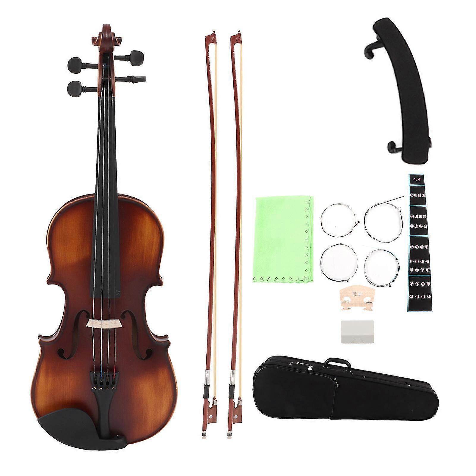 4/4 Violin Set Matte Wooden Antique Color Violins For Beginners String Instrument Kit Av?508antique Color