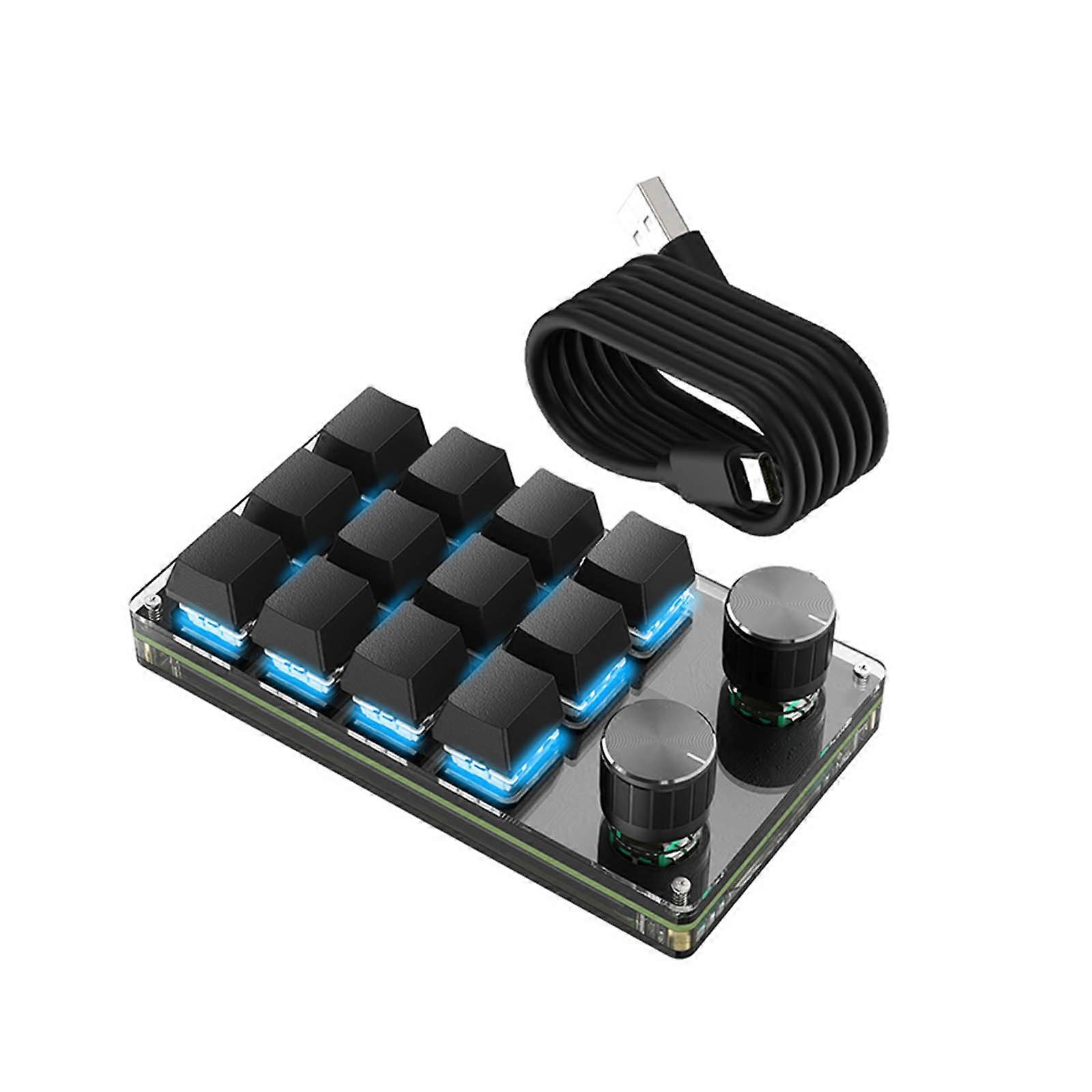 RGB Macro Keyboard 4/12 Keys Custom Knob Mechanical Keyboard One-handed Keypad Game Macropad Hot Swappable Multicolor