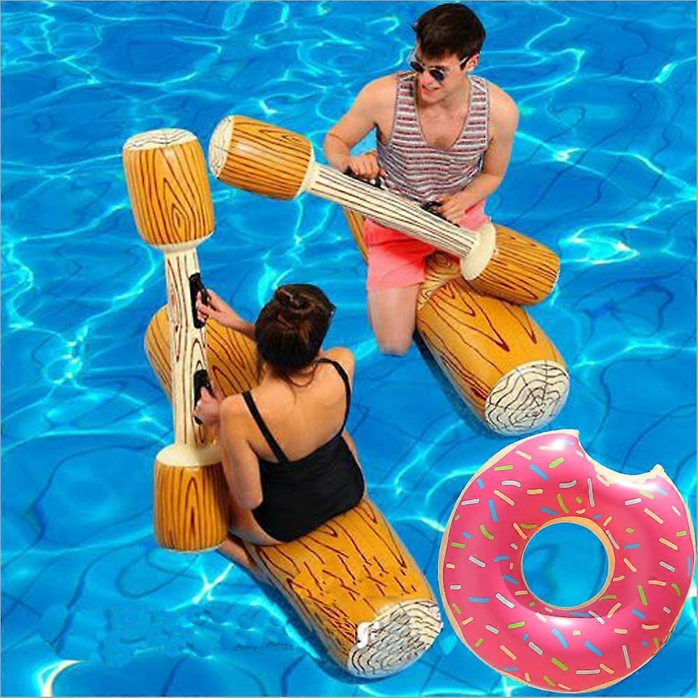 Set of 4 Inflatable Floating Rowing Toy Pool Party Water Sports Games Raft Floating Toy for Adults and