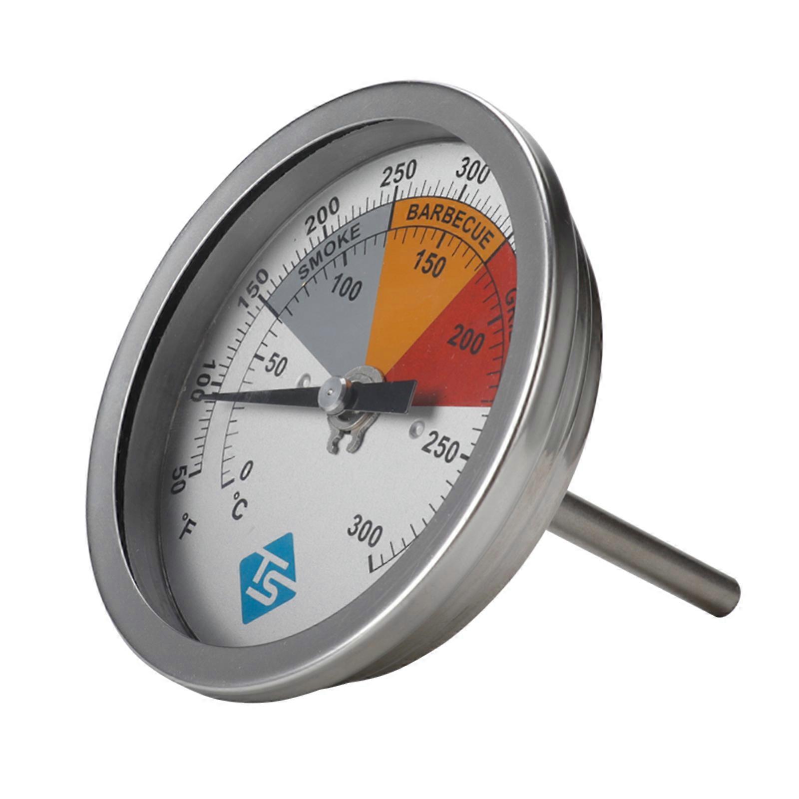 BBQ Smoker Thermometer Analog Temperature Gauge for Charcoal Grill Pit Barbeque Smoker Analog Bimetal Hood Lid TempGauge