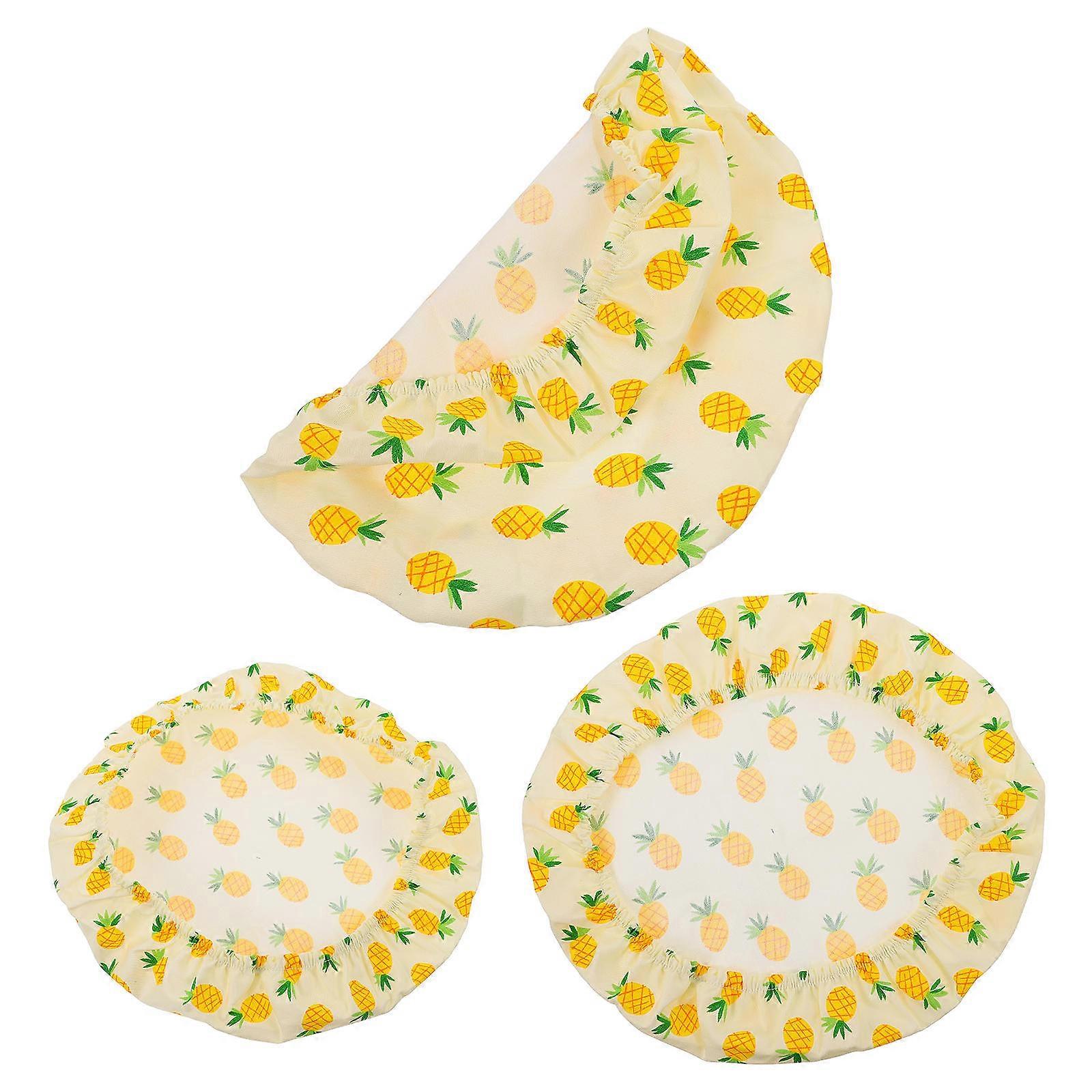 3pcs Elastic Cotton Food Bowl Covers for Food Preservation (Pineapple)