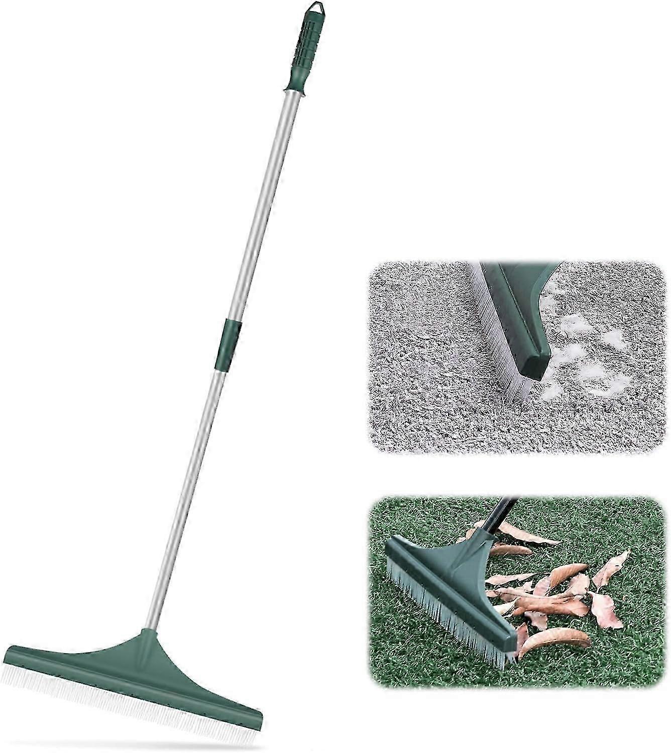 Ergonomic Artificial Lawn Brush with Adjustable Steel Handle for Turf Rake, Length Adjustable from 80 to 130 CM