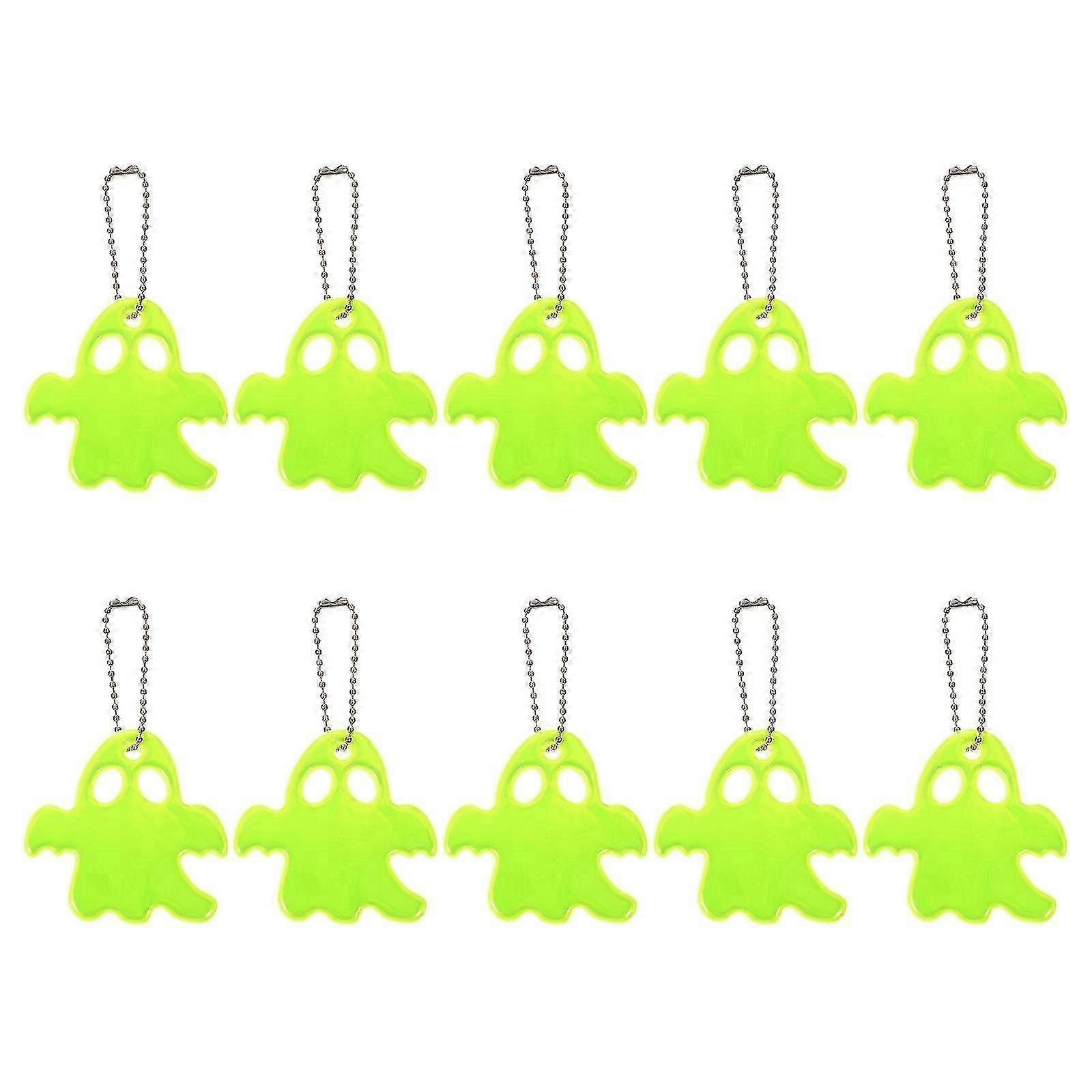 10個キッズナイトライディングリフレクターキーホルダーゴーストチャームライトペンダント - 6X6CM - グリーン