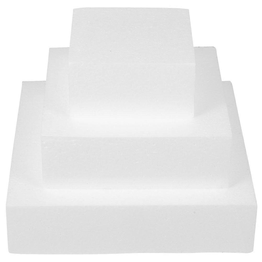 3pcs Square Foam Cake Dummies for Baking Practice and Cake Decorating, Lightweight Reusable Display Models for Wedding DIY Projects