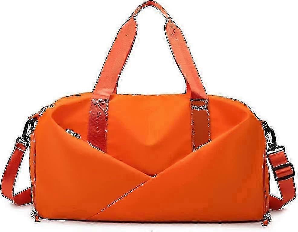 女性用スモールジムバッグ、シューズコンパートメント付き - ブラック、S、オレンジ スポーツ&トラベル用
