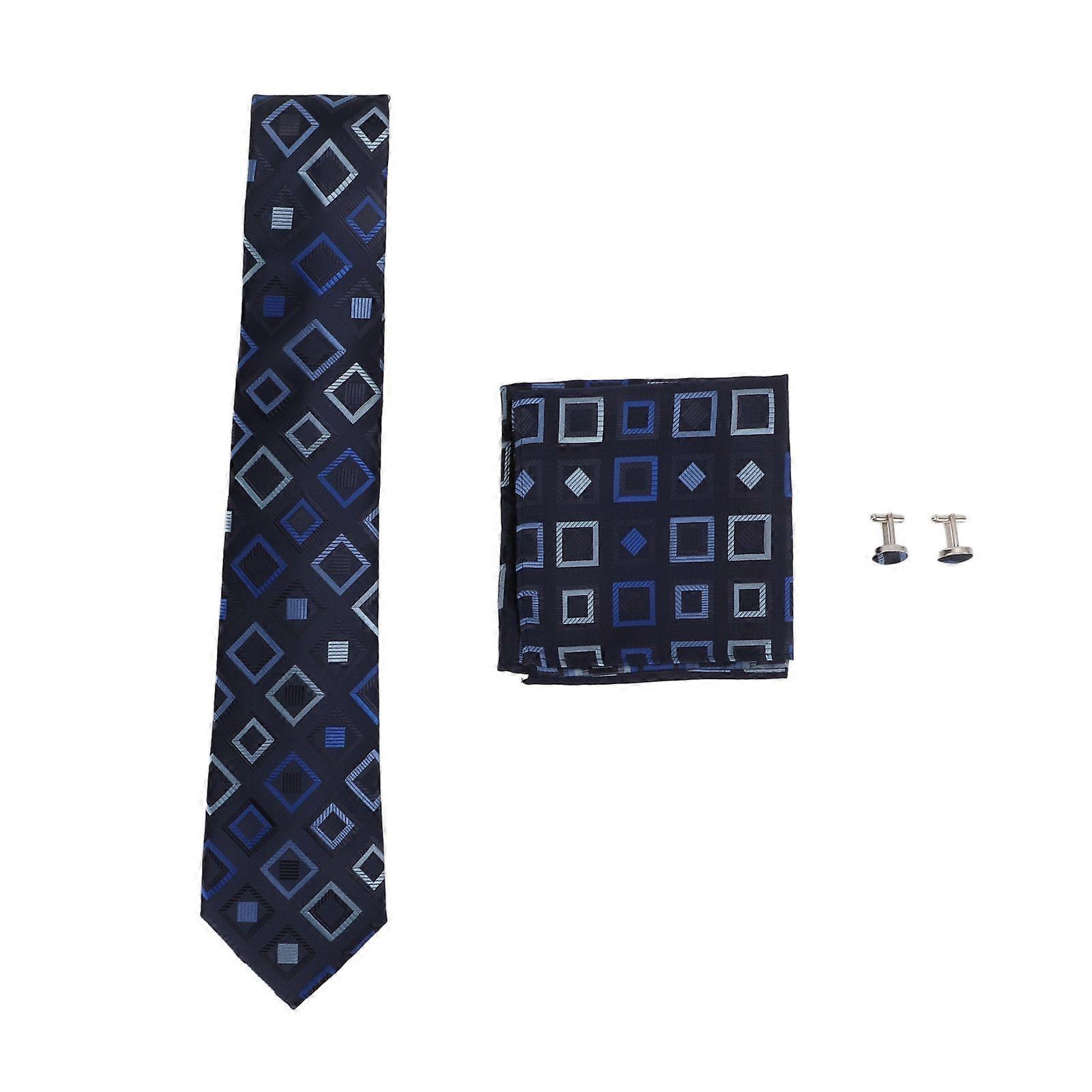 2025 Latest Model  Mens Tie Set Handkerchief Cufflinks Polyester Silk Durable