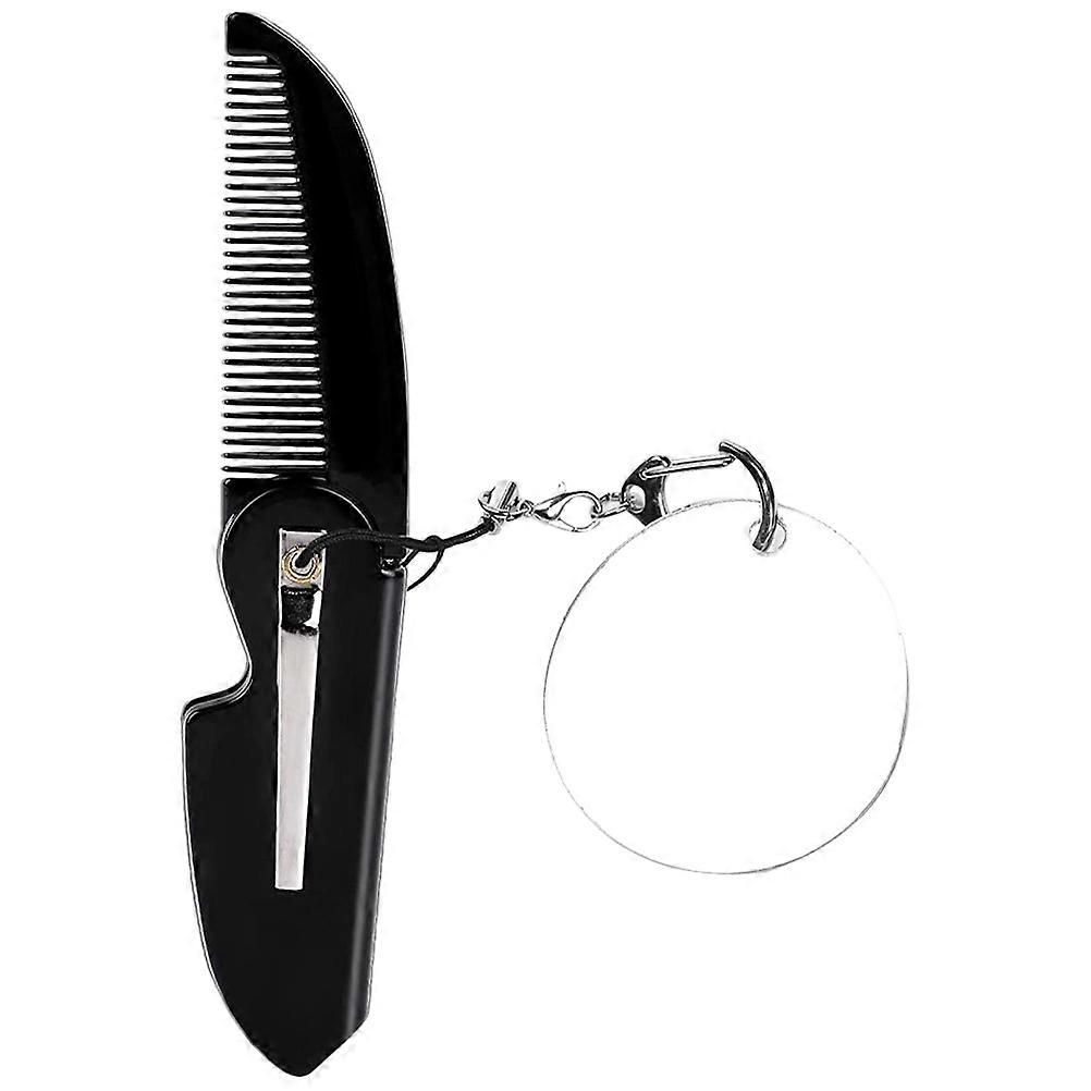 Fine-Tooth Folding Comb for Men, Featuring a Compact Design and Keyring Integration