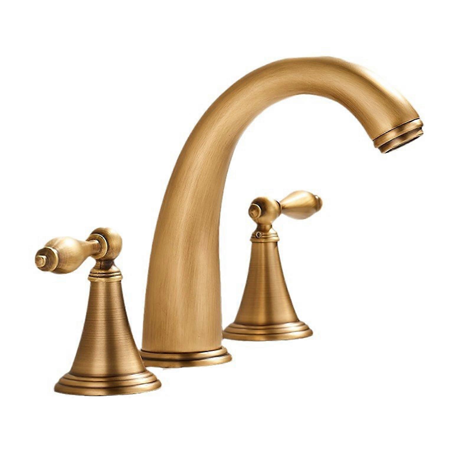 Bathroom Faucet Three-Hole Brass Antique Reproduction Two-Handle Basin