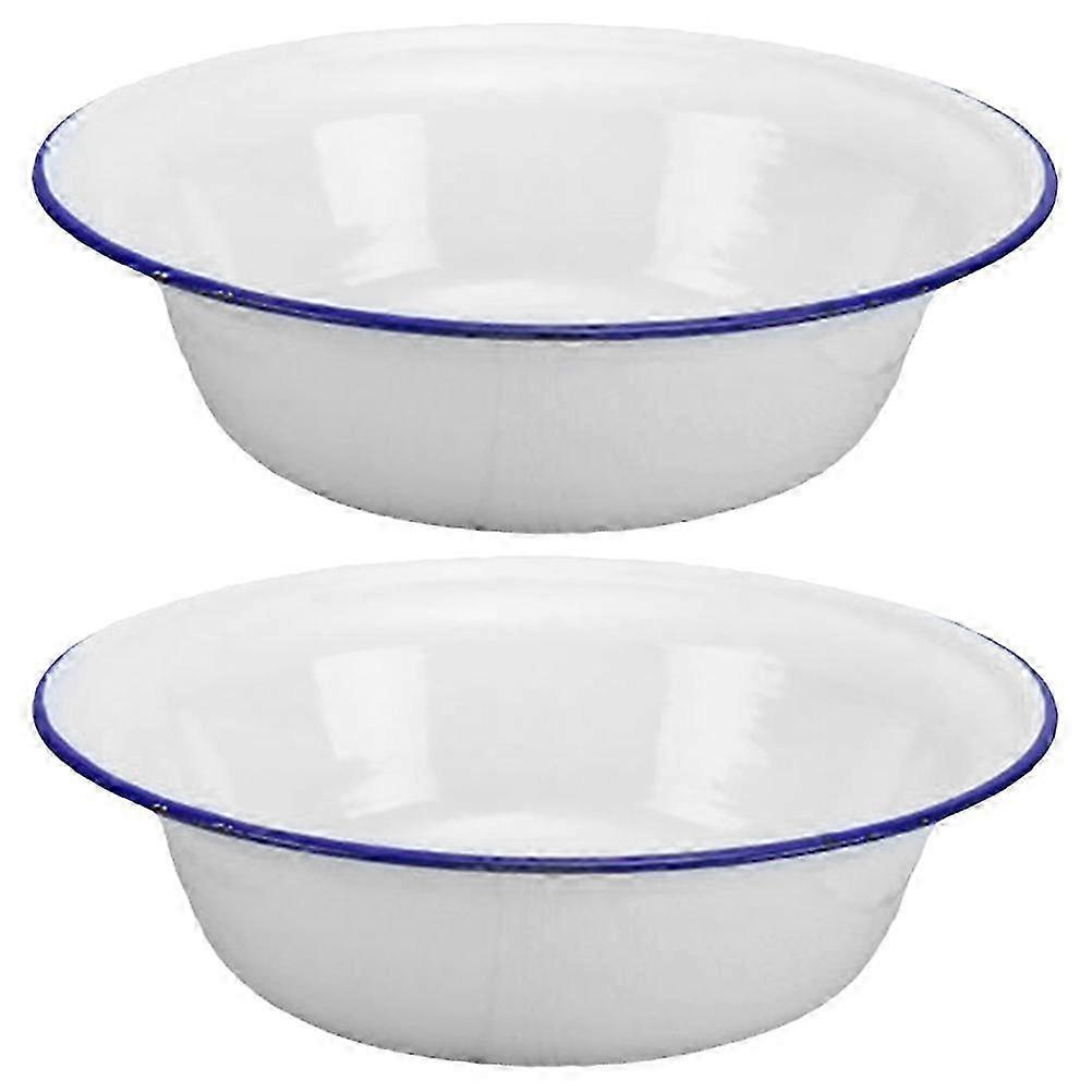 2pcsビンテージエナメルボウル20x20x5.9cmキッチン家庭用洗面器