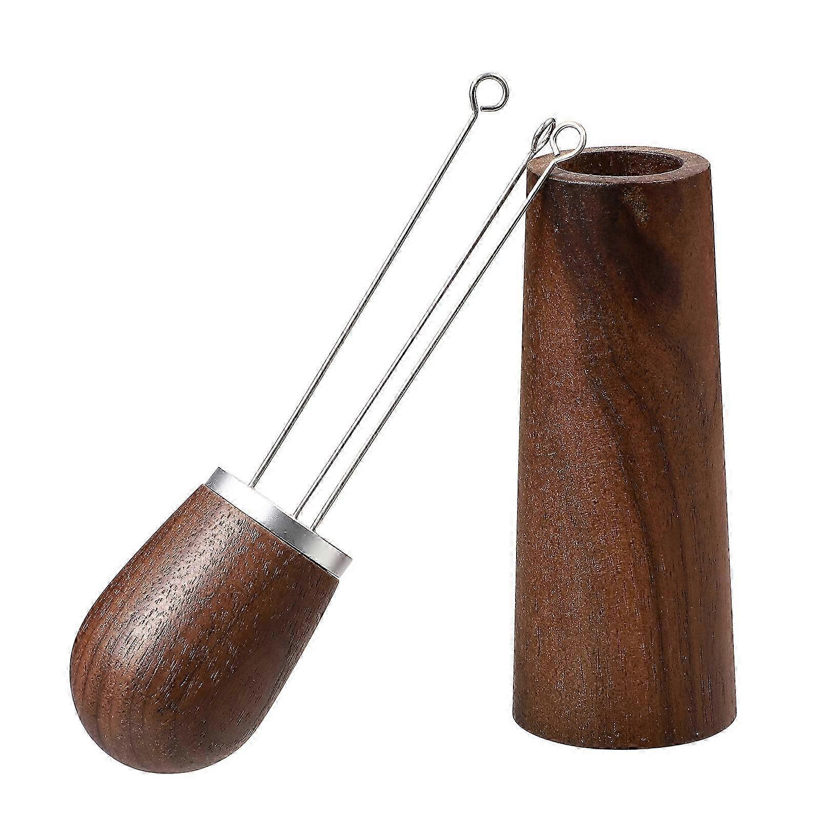 木製コーヒースターラーバリスタツール-13.5X3.8CMライトブラウンハンドル