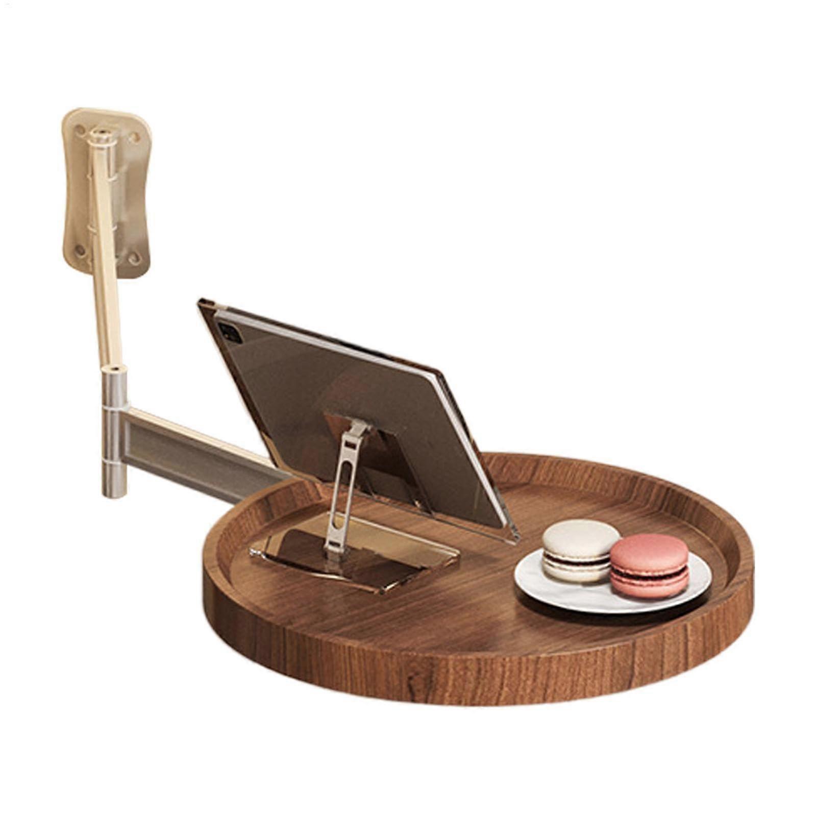 Round Table Wall, Round Wall Mounted Table, Coffee Switch, 180° Rotary Foldable Black Walnut