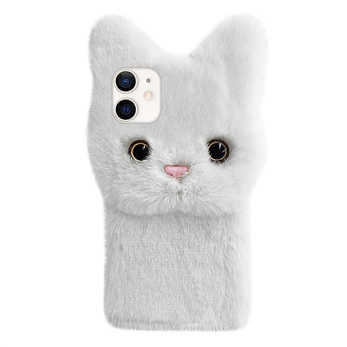 White Plush Phone Case with TPU Edge for 12 Anti-scratch and Protective Design