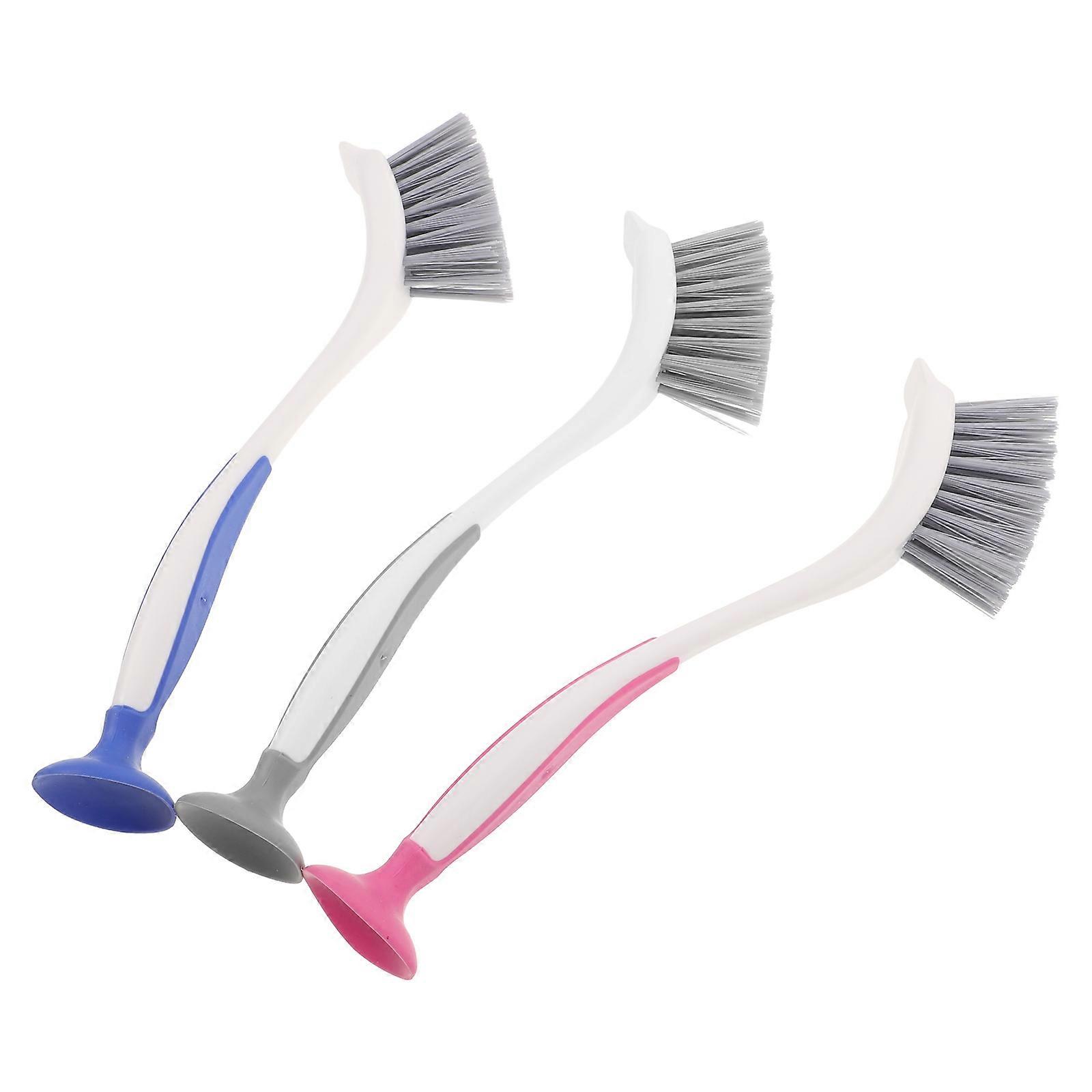 Kitchen Brushes For Dishes Scrubber Tool With Long Handle For Kitchen Use 3Pcs Pink