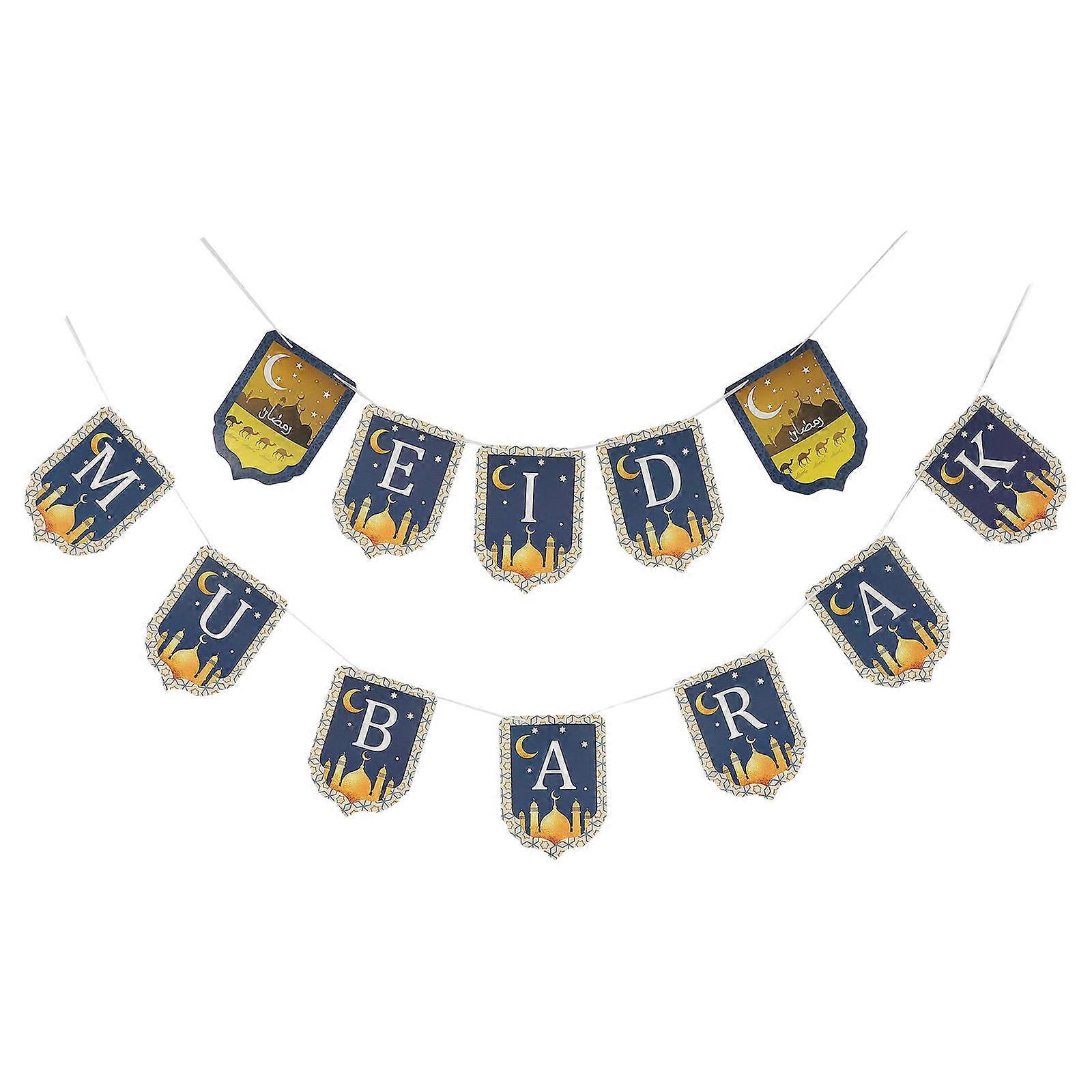 Προμήθειες κόμματος του Ραμαζανιού Eid Mubarak Garland Banner Διακόσμηση ορθογώνιο σχήμα Ποικιλία χρώματος 18*13CM 1Set