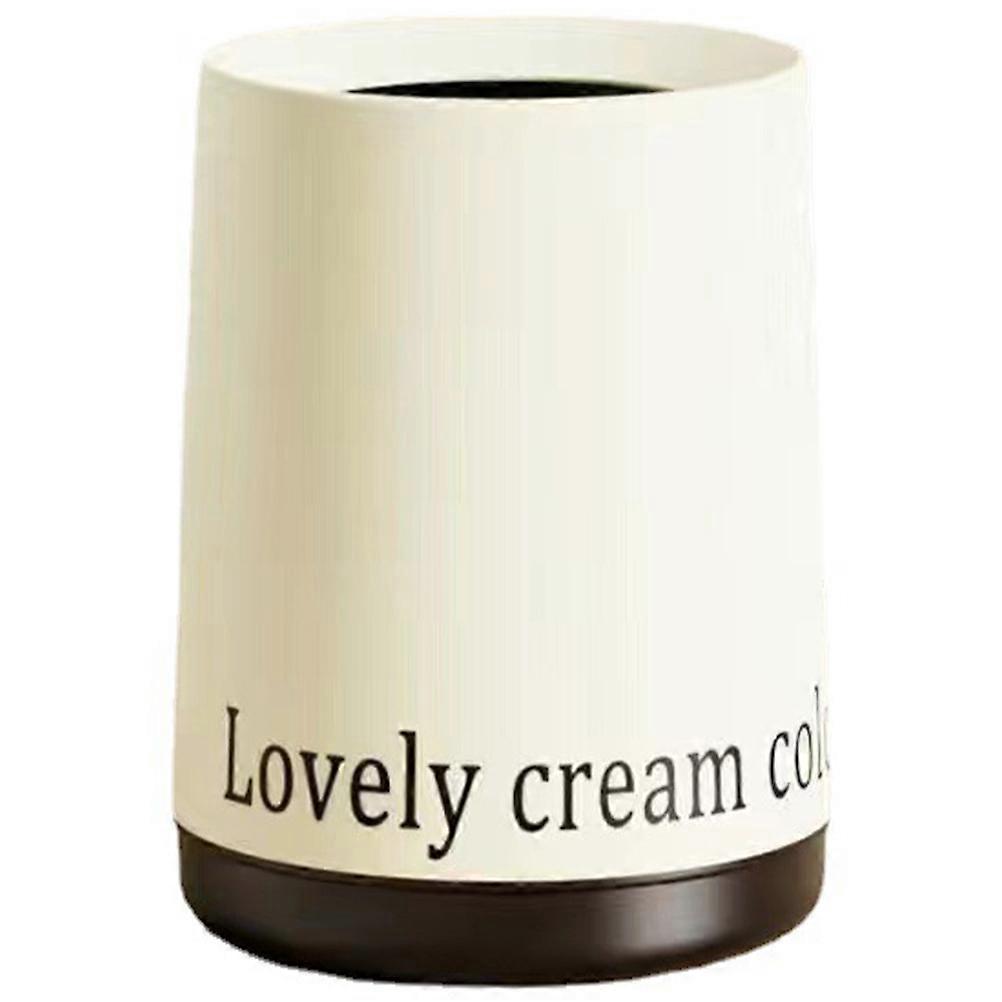 Trash Can Plastic Waste Container Garbage Storage For Indoor Use Beige 30X23CM Round Simple Style 1Set