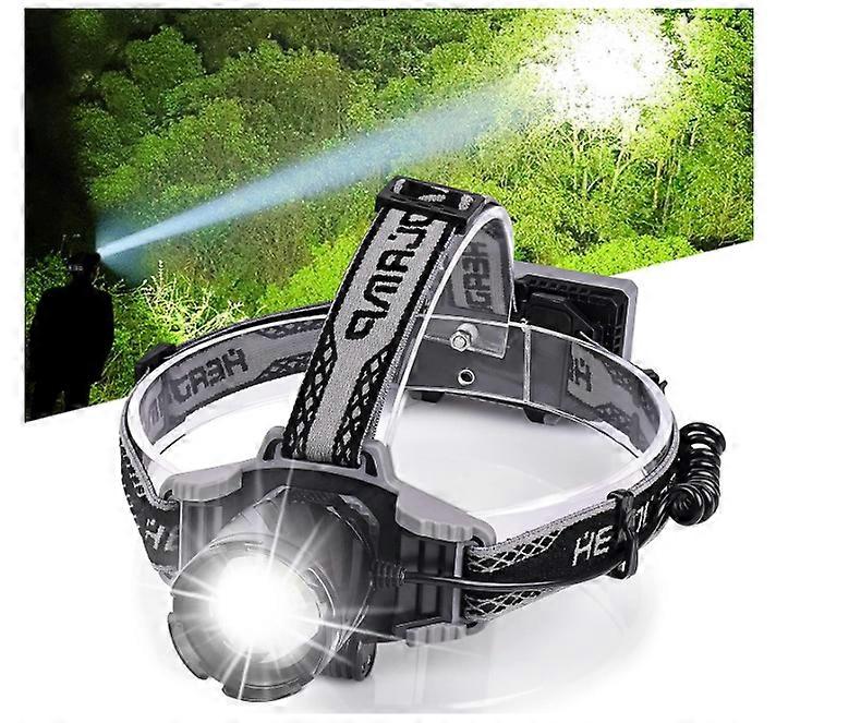 Head Torch Rechargeable, Zoomable, Digital Power Display, Ipx6 Waterproof Headlamp with Warn Red Light for Hiking, Camping, Hunting(Black)