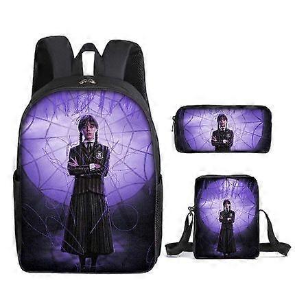 17-inch student backpack set 3D digital printing backpack three-piece set