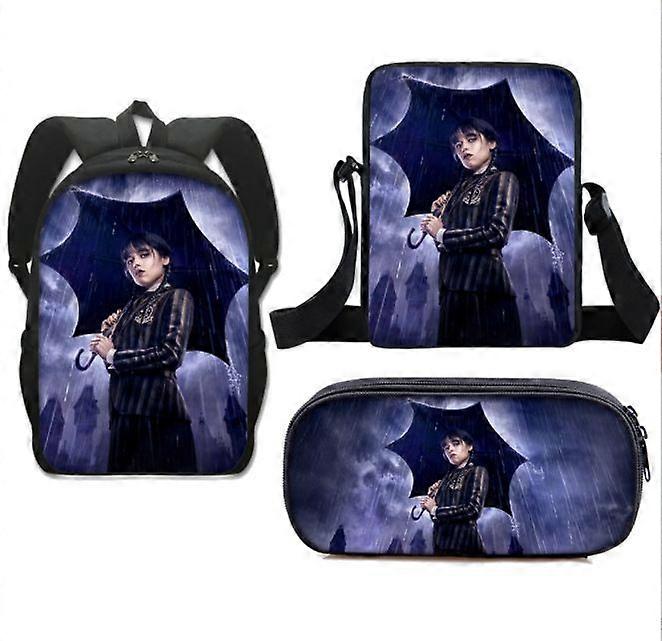 17-inch student backpack set 3D digital printing backpack three-piece set