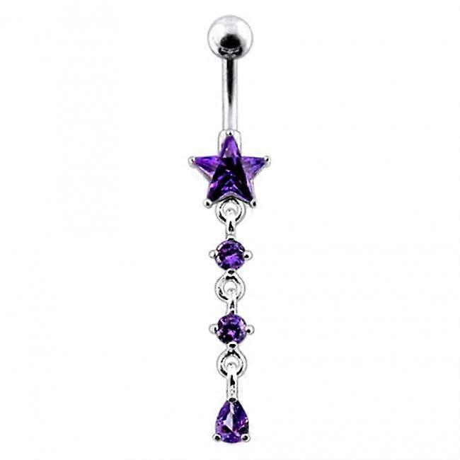 Star And Gemstone Dangling Belly Ring