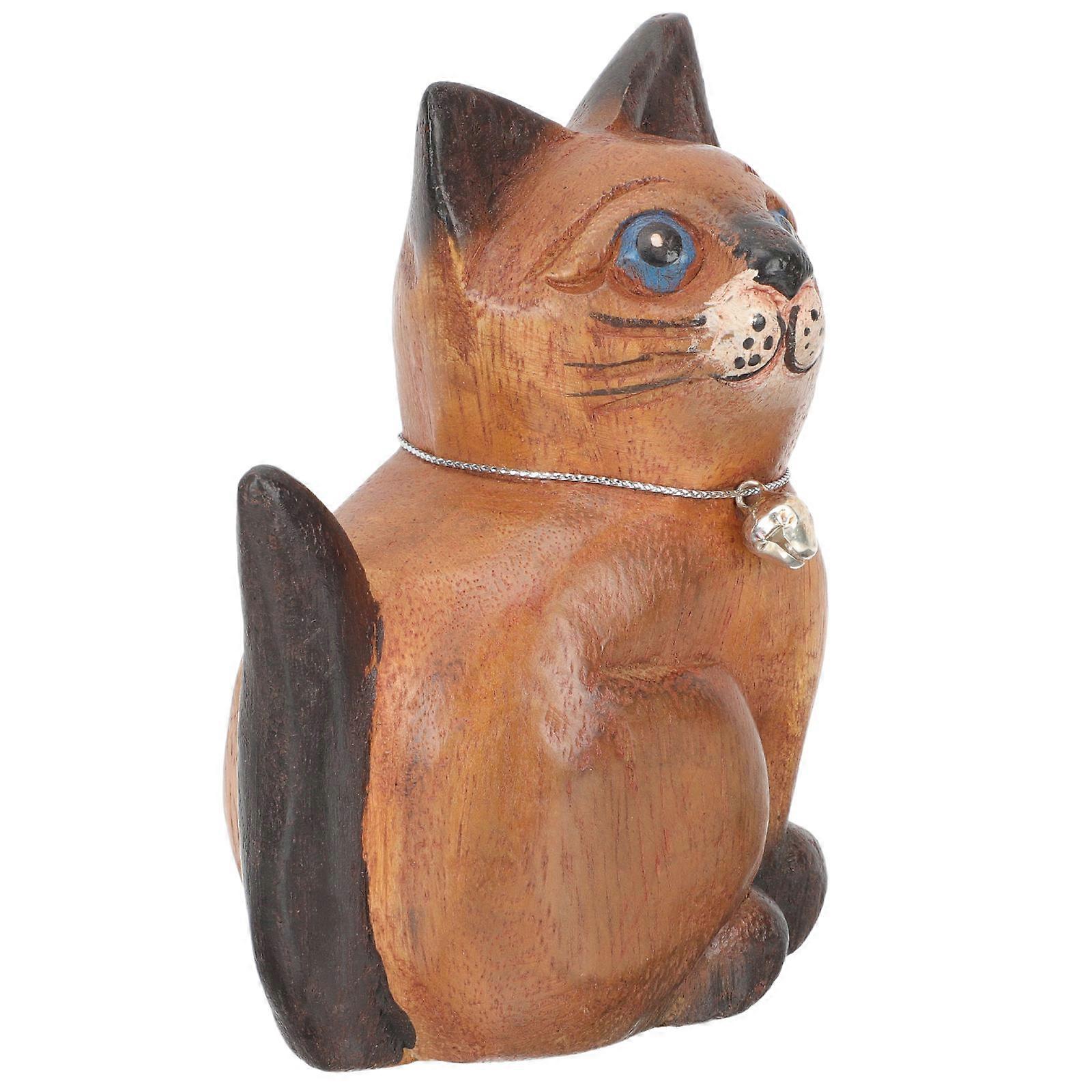 Funny Cat Figurine Cat Sculpture Home Ornament Bookshelf Display 1Set