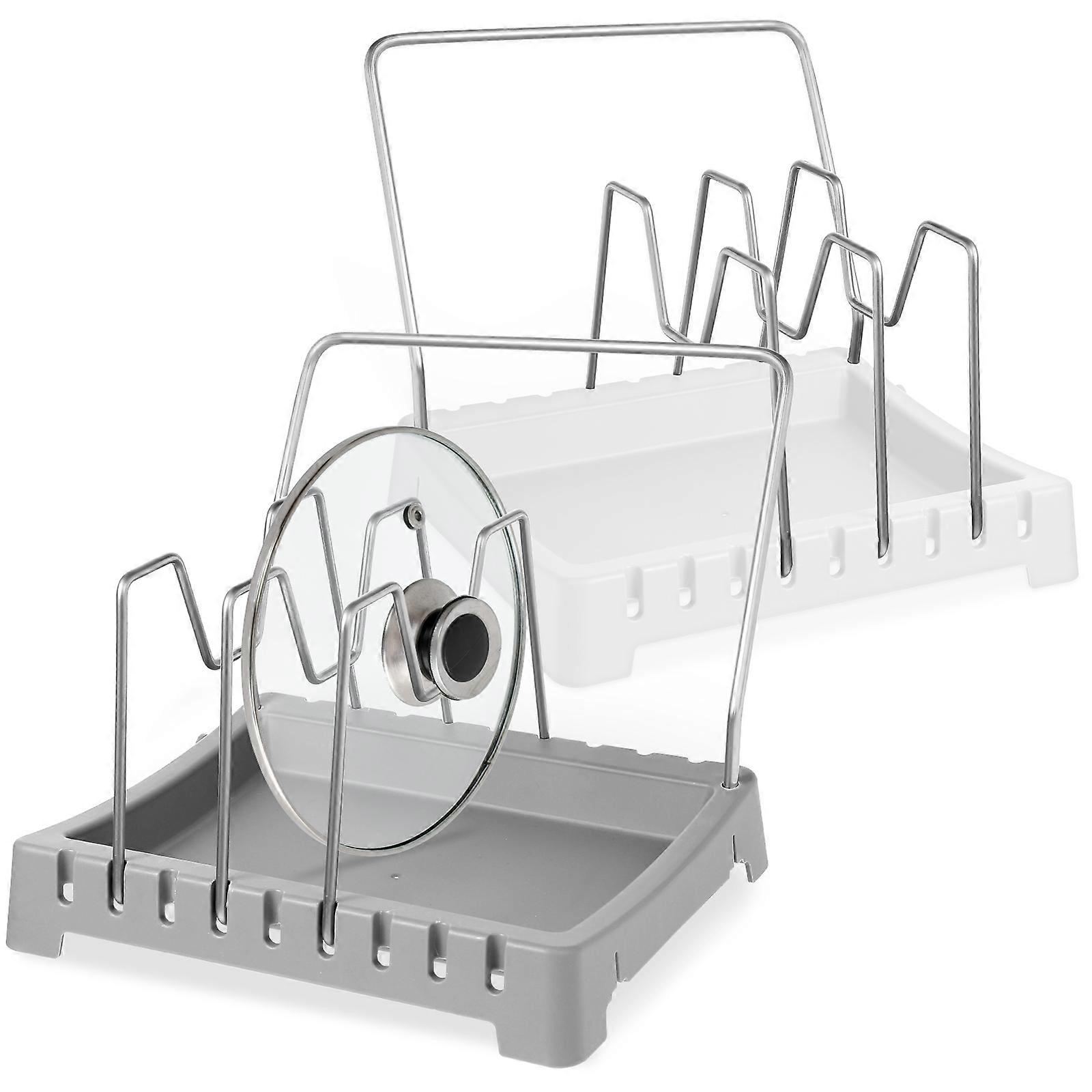 Kitchen Lid Organizer Rack Easy to Match Pot Lid Drain Rack ABS Material Kitchen Shelves 2Pcs