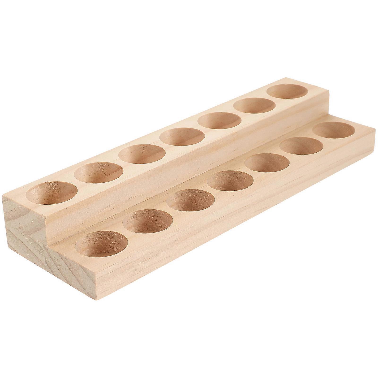 Essential Oil Organizer Wooden Display Stand Home Use Two-Layers Box Case 25.8x8.2cm Storage 1Pcs