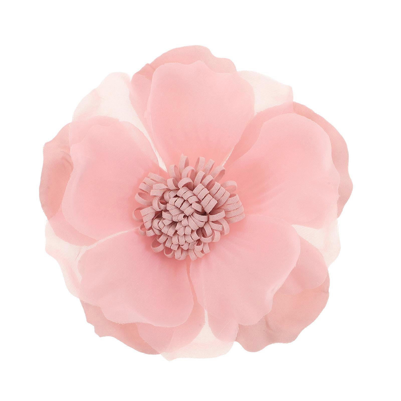 Big Flower Brooch Fabric Flower Pins For Women Ladies Daily Wear Pink Circular French Style 3D Simulation 1Pack
