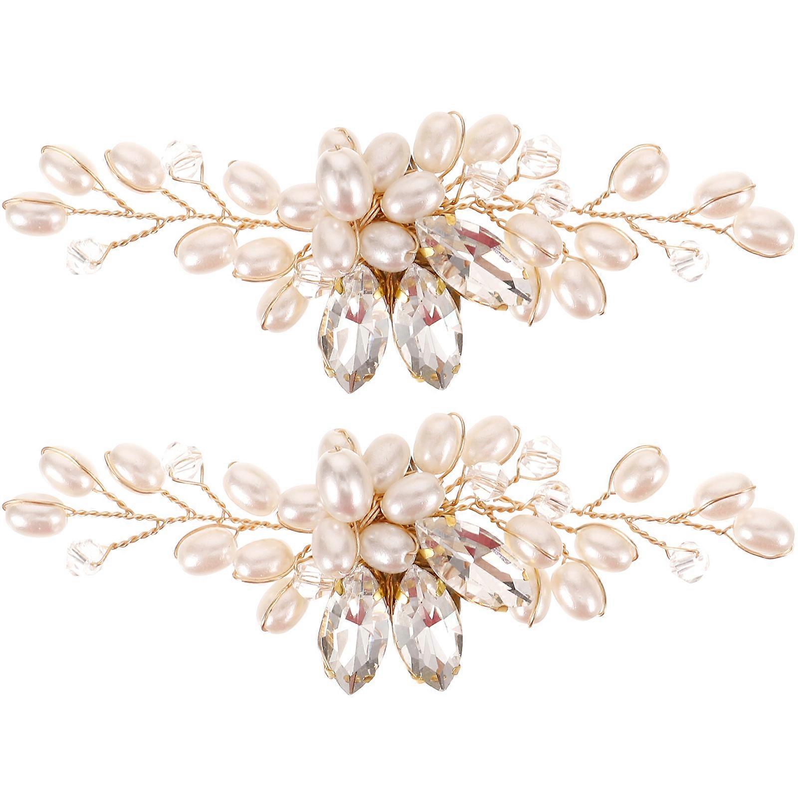 Shoe Jewelry Clips For Women Reusable Decorative Metal Rhinestone Artificial Pearl For Proms 1 Pair