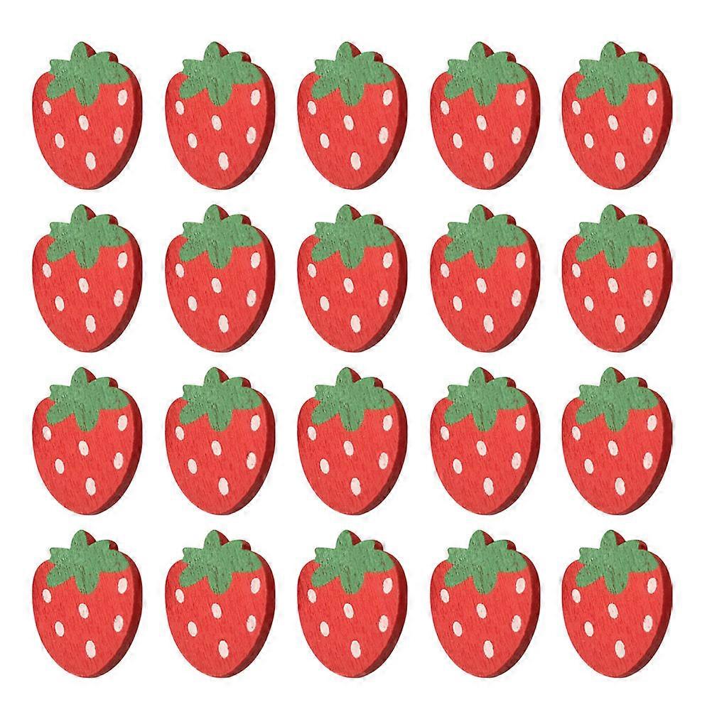 Mini Strawberry Buttons Red Wooden Kids Diy Handcraft Accessary For Sewing Projects 50Pcs