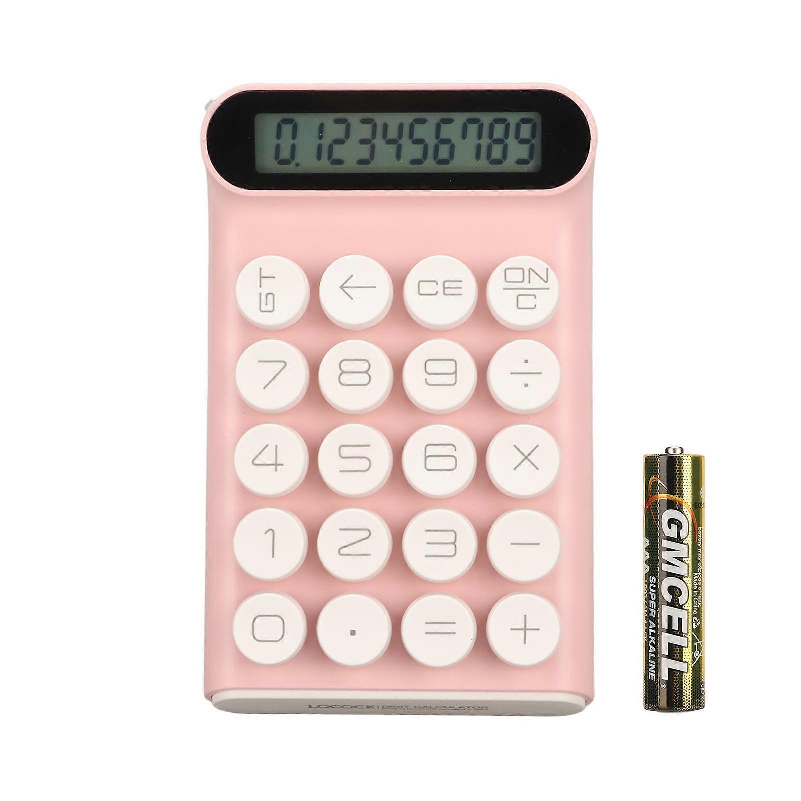 Blue Switch Calculator, 20 Keys, Smart Shutdown, Removable Anti-Slip Mechanical Calculator with 10 Digit LCD Display, Pink