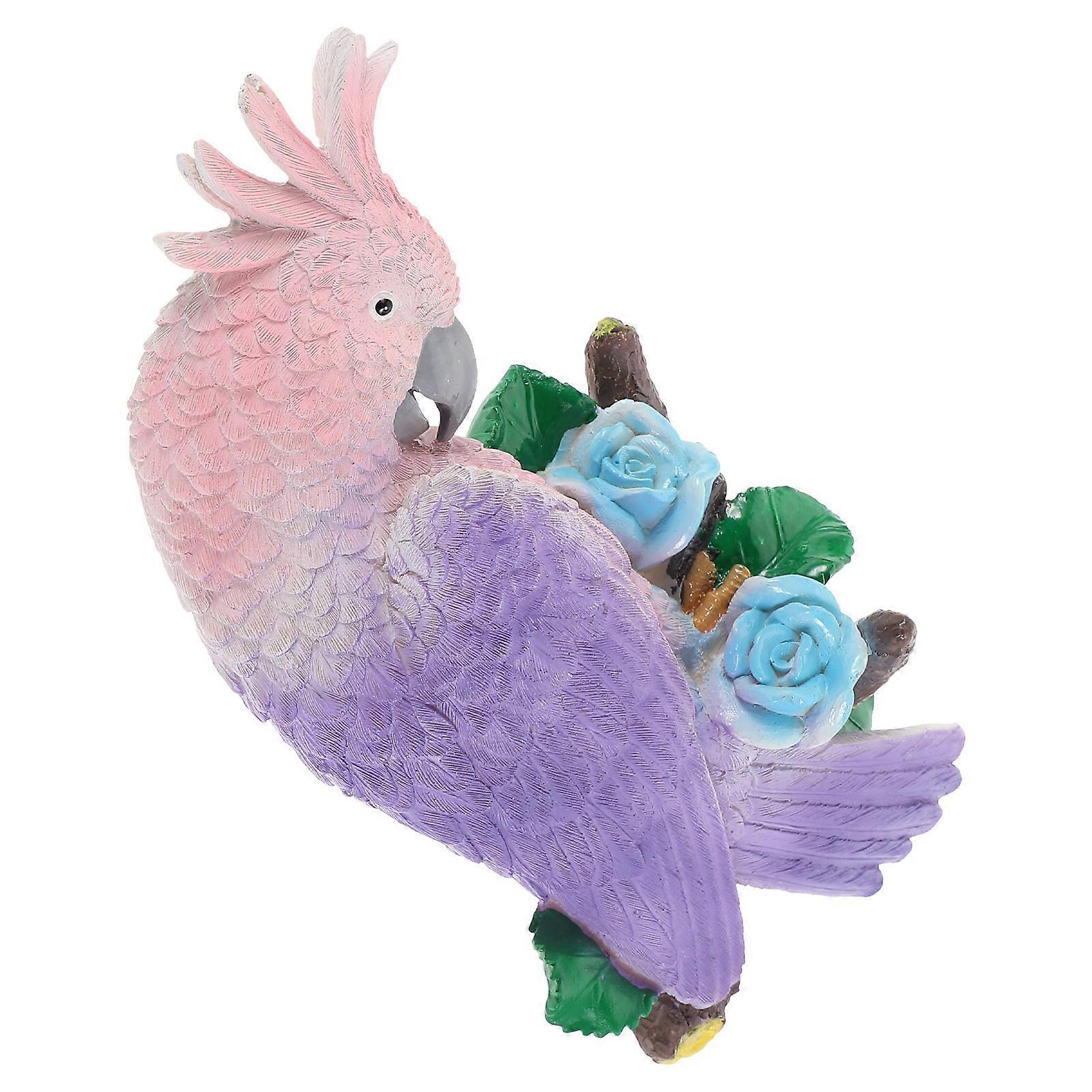 Bird Craft Statue Ornaments Vivid Bird Model Garden Decoration Resin 8x6x25cm Violet 1Pc