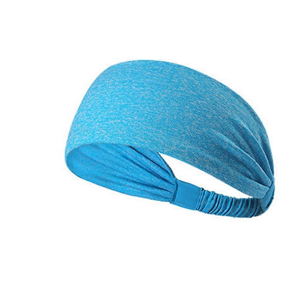 Women's Elastic Cotton Hair Turban Headband for Jogging and Fitness, Wide Knot Design, One Size, Yellow and Sky Blue