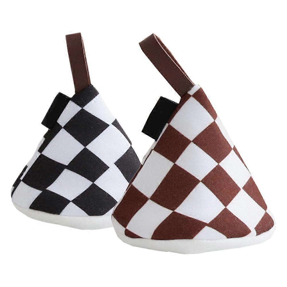Pot Lid Knob Cover Heat Resistant Anti-Scald Insulation Triangular Checkered for Kitchen Cookware 2Pcs