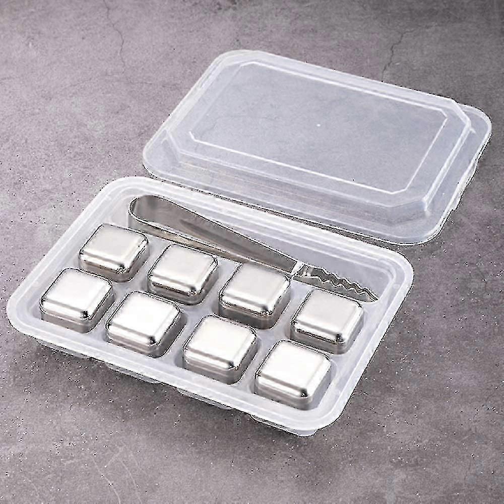 Ice Cubes Reusable Stainless Steel set Of 8 Cooling Cubes