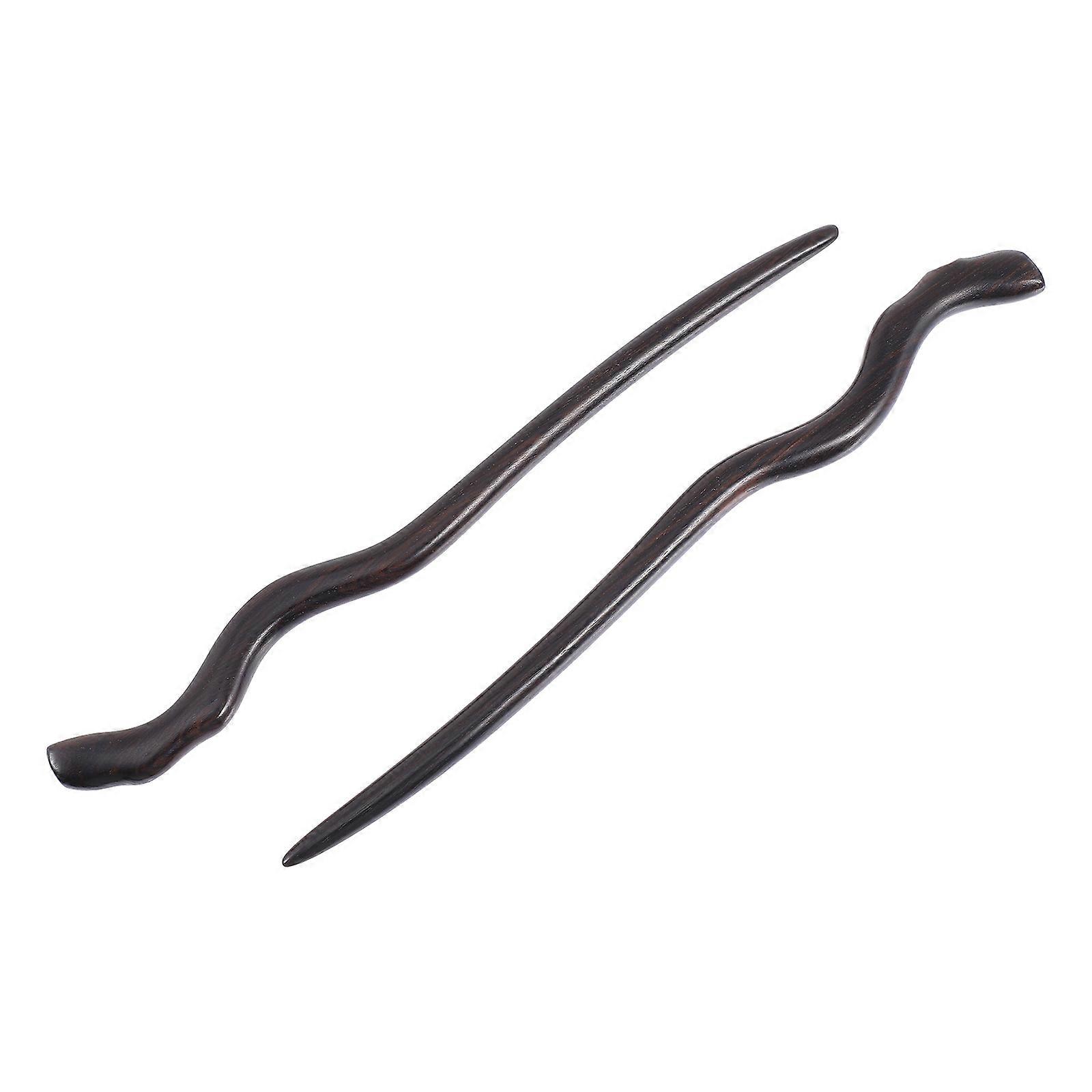 Ancient Hairpin for Decoration with Synthetic Material Black Color Simple Design and Using 2pcs