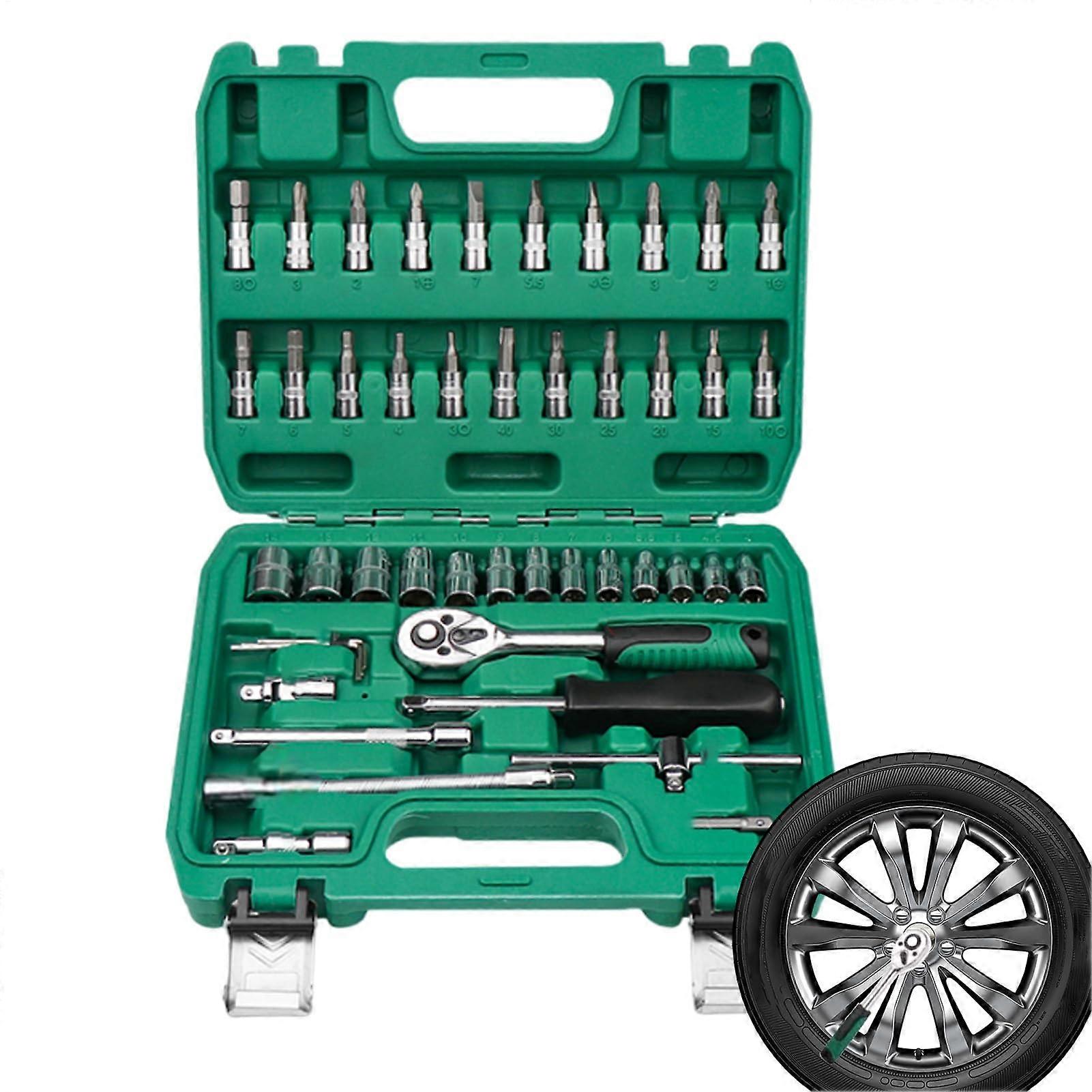 Ratcheting Socket Set for Automotive Repair | Ergonomic Drive Socket Wrench Kit | 1/4 inch & 3/8 inch Compatible Tools