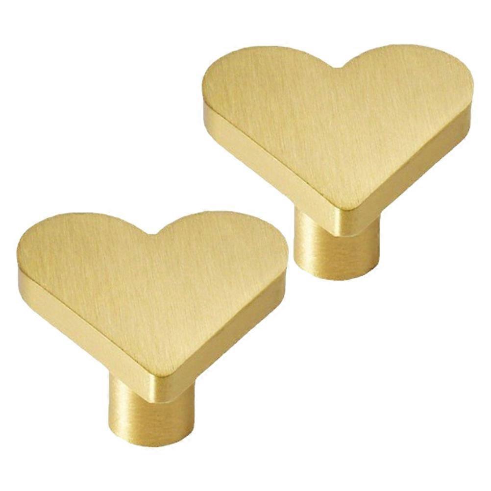 Heart Shaped Cupboard Pull 2Pcs Golden Brass Cupboard Door Knobs with Charm for Home Use