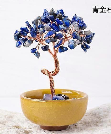 クリスタル盆栽の金のなる木:富の幸運のホームオフィスの装飾のための基盤が付いている装飾的なクリスタルストーン風水富の木