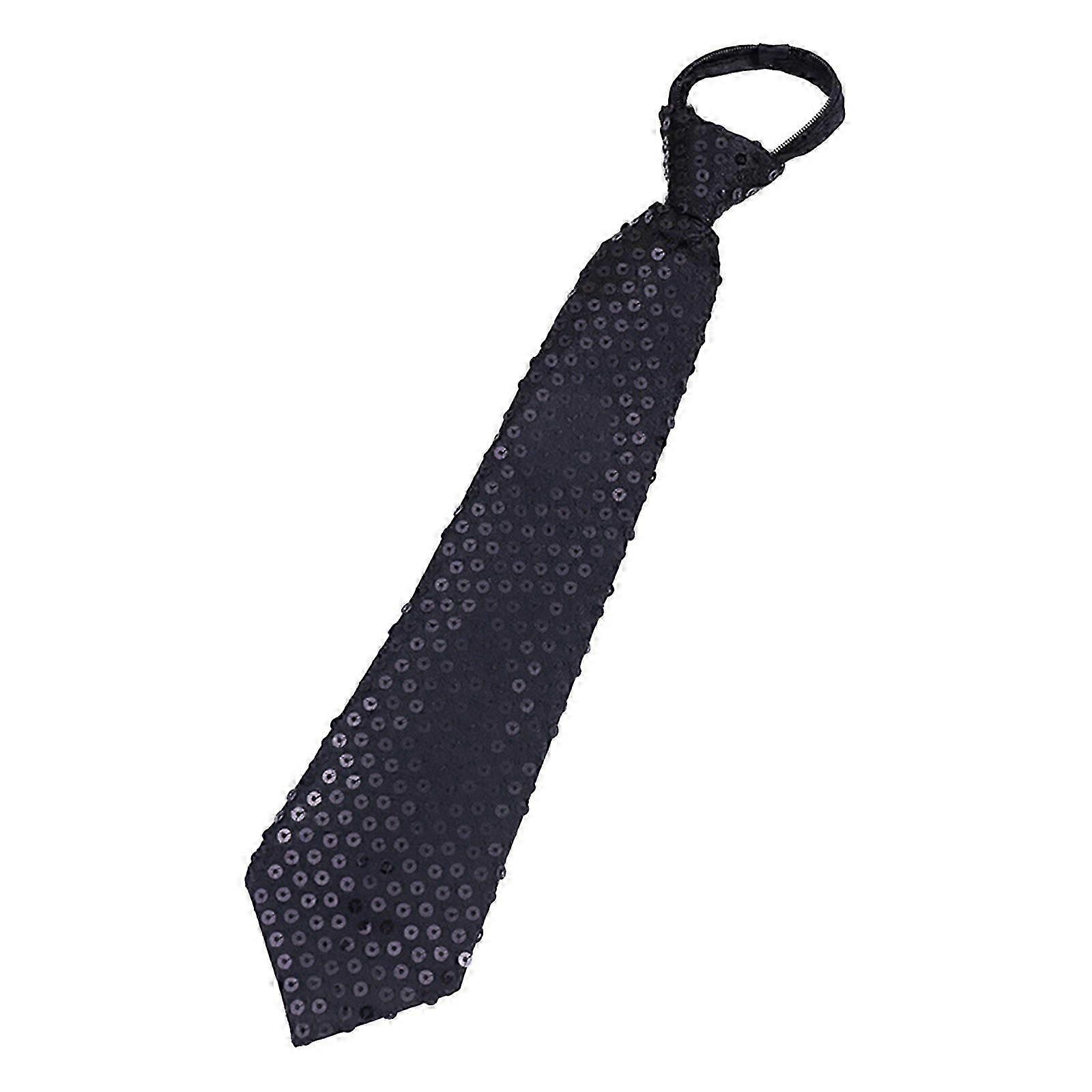 Sparkly Rose Red Sequins Tie with Adjustable Zipper for Festival Dance